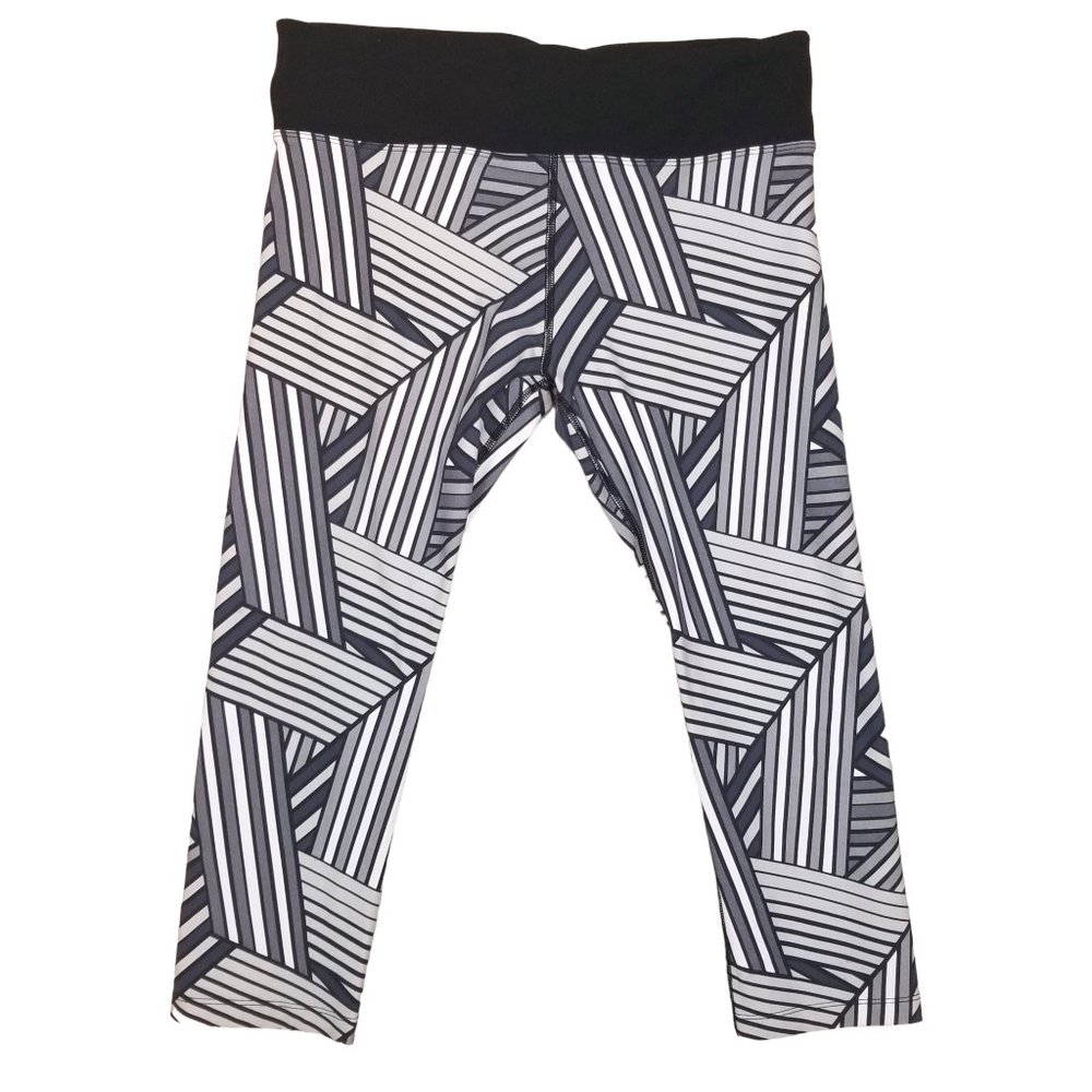 Lorna Jane Abstract Crop Leggings Gray Sz Large